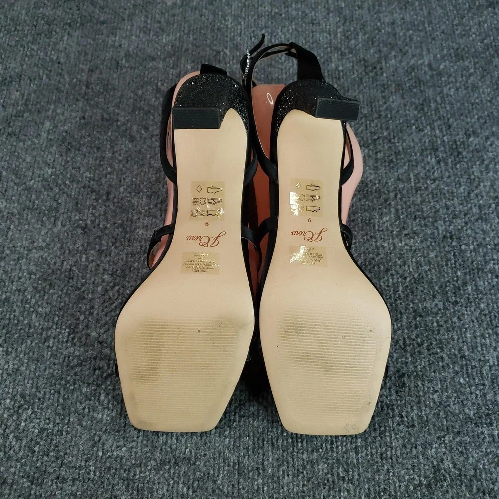 J.CREW Shoes Womens Size 9 Black Strappy‎ Leather Polyester Block Heel BP333